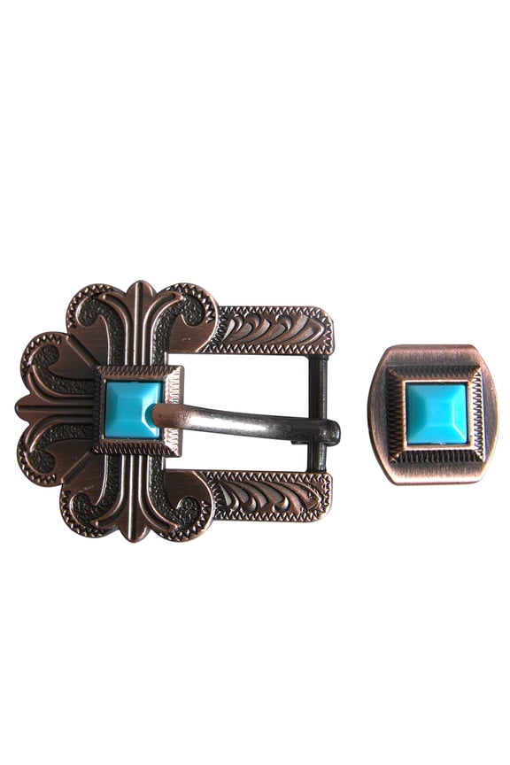 3/4 Hilason Western Style Belt Buckle for Saddle Tack Headstall Concho Turquoise/Brown