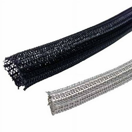 3/4" Hook Self Closing Braided Wrap Sleeving - Length: 100 Feet - Color: Black