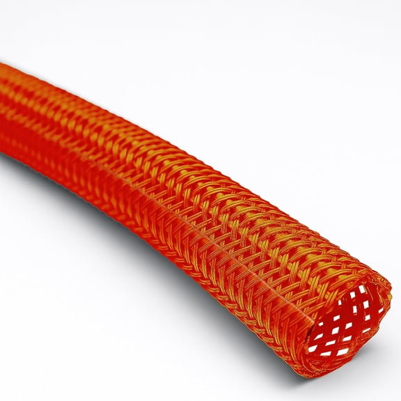 3/4" Hook Self Closing Sleeve Braid Wrap Around Sleeving Flame Retardant Flexible Mesh Cord Cover Cable Protector Wire Organizer - 25 Feet - Orange