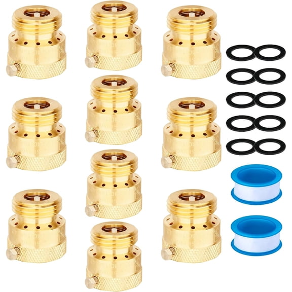 3/4" Hose Bib Backflow Preventer Vacuum Breaker Garden Hose Check Valve | Connect 3/4 GHT Inch Outdoor Faucet Spigot,Sprinkler,RV,Anti-Siphon,FHTxMHT,10 Packs