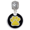 thumbnail image 1 of 3/4'' Hot Yellow Paw in Black Circle - Good Luck Charm Bead, 1 of 1