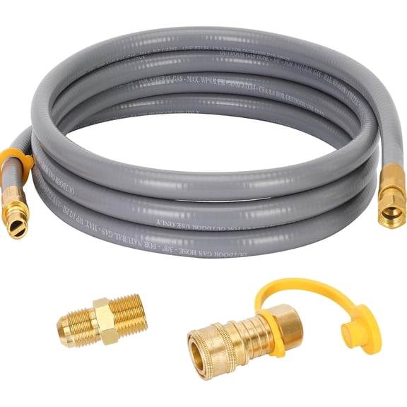 3/8" ID Natural Gas Hose,12FT Natural Gas Quick Connect Hose For Generator, Patio Heater, Grill Griddle, And Outdoor Ng/Lp Propane Appliance