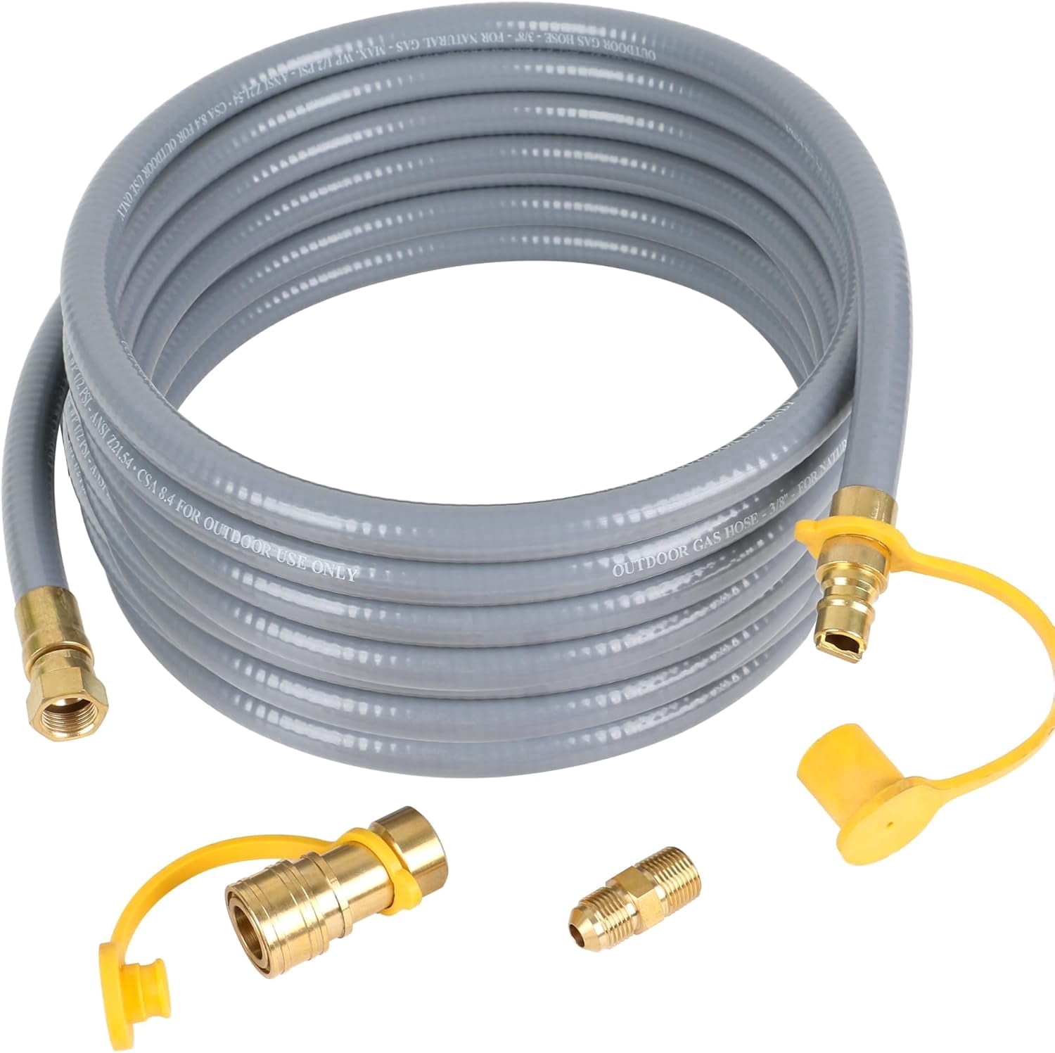 3/8" ID Natural Gas Hose,24FT Natural Gas Quick Connect Hose For Generator, Patio Heater, Grill Griddle, And Outdoor Ng/Lp Propane Appliance