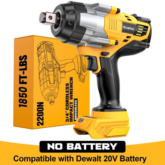 3/4" Impact Wrench, Works with 20V Battery, 1850FT-LBS (2200N.M) High-Torque Impact Driver Featuring 3-Speed Heavy-Duty Mode And Automatic Reverse Stop FunctionNo Battery