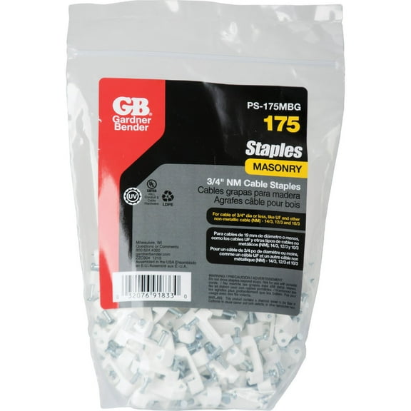 Gardner Bender Non-Metallic Plastic Cable Staple - 3/4-In. - 175-Pack