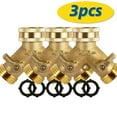 thumbnail image 1 of 3/4 Inch 2 Way Brass Garden Hose Splitter Y-Type Tap Watering Connector Distributor for Outdoor Faucet 3 set, 1 of 9