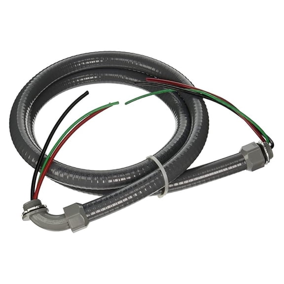 3/4 Inch 6ft Liquid Tight Whip, ULTRA Whip Pre-Assembled Electrical Conduit, 10 AWG Copper THHN/THWN Wire, 600V Non-Metallic Flexible Cord Connector