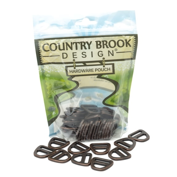 Country Brook Design® 3/4 Inch Antique Copper Double Bar D-Rings, 25 Pack