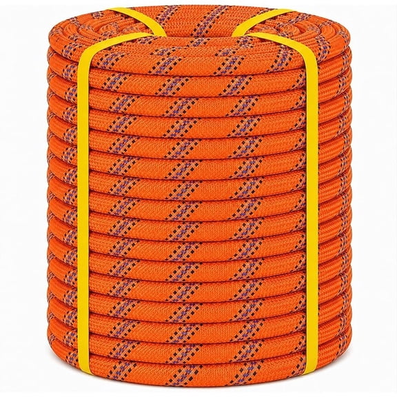 3/4 Inch Arborist Rigging Rope -100 Feet Thick Bull Rope for Tree Pulling, Outdoor Climbing Use - High Strength Double Braided Polyester 72 Strands - Orange