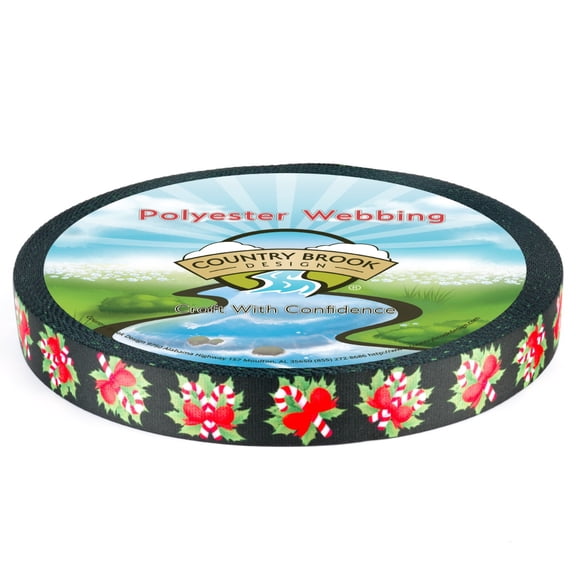 Country Brook Design® Black Candy Cane Lite Tape (3/4 Inch, 50 Yards)