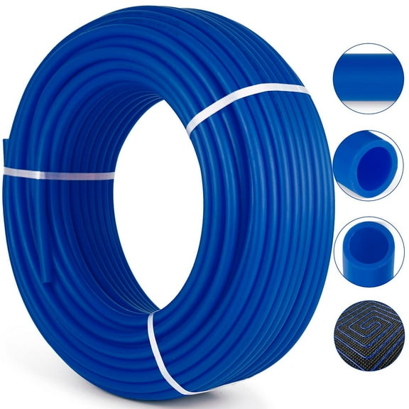 3/4 Inch Blue PEX-B Pipe 500Ft Coil for Plumbing and Radiant Heating Systems, Hot and Cold Water Supply, Non-Barrier PEX Tubing