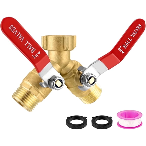 AOVOX Y-Type 2-Way Brass Ball Valve, 3/4 Inch Heavy Duty Water Diverter with Independent Shutoff.