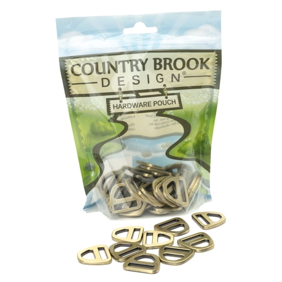 Country Brook Design® 3/4 Inch Brushed Brass Double Bar D-Rings, 25 Pack