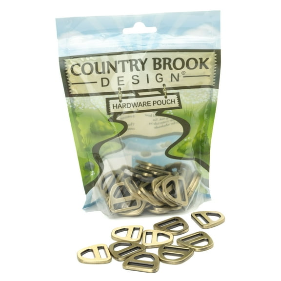 Country Brook Design® 3/4 Inch Brushed Brass Double Bar D-Rings, 50 Pack