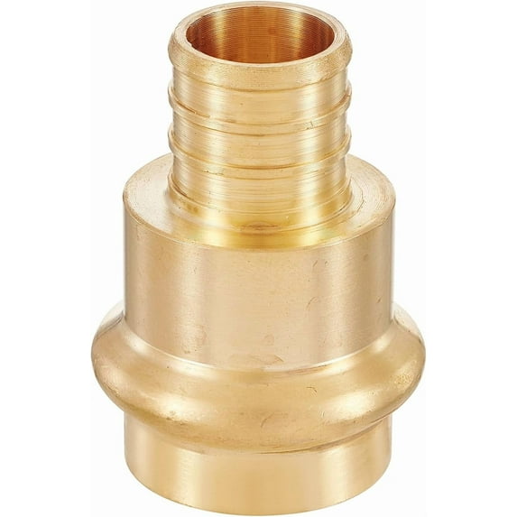 3/4 Inch Copper PEX Crimp Adapter - Brass Full Port Coupling for Copper and PEX Pipe Connections