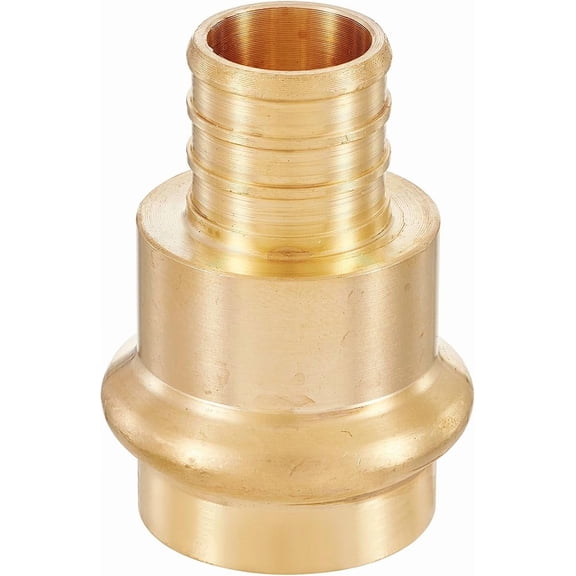 3/4 Inch Copper PEX Crimp Adapter - Brass Full Port Coupling for Copper and PEX Pipe Connections