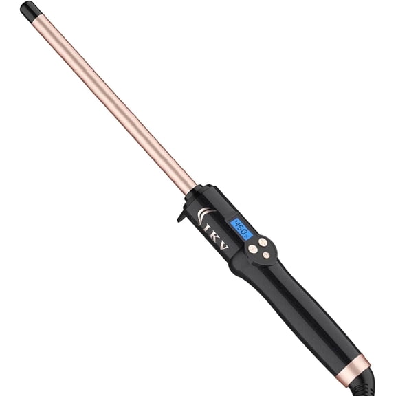 3/4 Inch Curling Wand for Short&Long Hair,Long Barrel Wand Curling Iron for Beach Waves,Dual Voltage Hair Curling Iron with Tourmaline Ceramic,10 Adjustable Temp