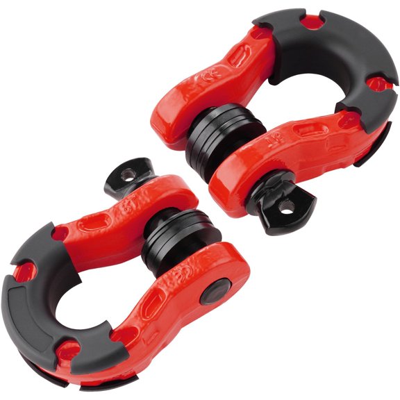 3/4 Inch D Ring Shackle 2 Pack 30 Ton Break Strength 66139 Lbs Alloy Steel with 7/8 Inch Screw Pin Isolators Washers Heavy Duty Off Road Recovery for Jeep Truck Red