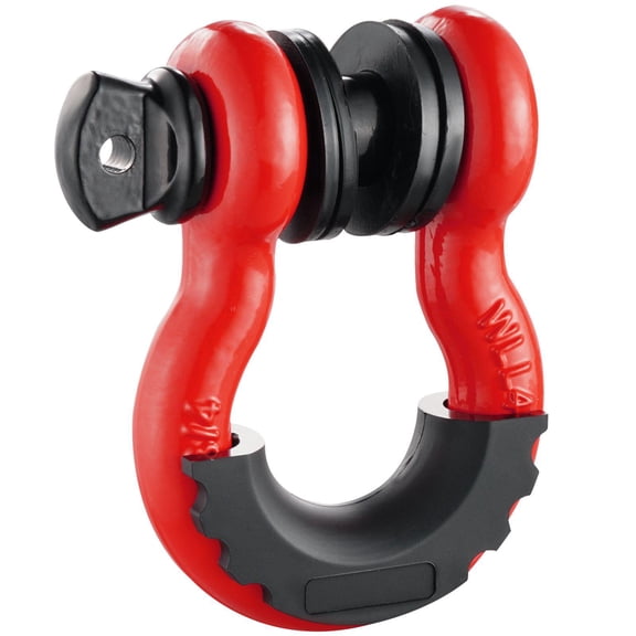 3/4 Inch D Ring Shackle 2 Pack Alloy Steel 285 Ton Break Strength 7/8 Inch Screw Pin with Isolators Washers Heavy Duty Off Road Recovery Shackle for Jeep Truck Red