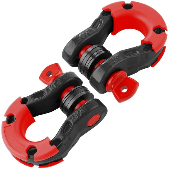 3/4 Inch D Ring Shackle 2 Pack Alloy Steel 66139 lbs 30 Ton Break Strength 7/8 Inch Screw Pin with Isolators Washers Heavy Duty Off Road Vehicle Recovery Shackle for Jeep Truck Black