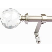 3/4 Inch Diameter Adjustable Curtain Metal Rod with Round Clear Acrylic Ball Finials，48 to 84 Inch