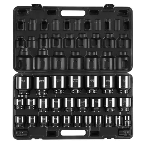3/4 Inch Drive 29 Piece Impact Socket Set SAE 6 Point Sockets 2-1/2 Inch Storage Cage CR-M0 Rugged Construction