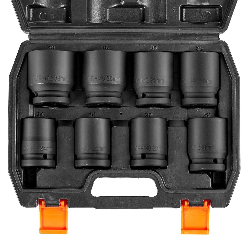 3/4 Inch Drive 6-Point Metric Axle Nut Impact Socket Set, 8-Piece Cr-Mo ...