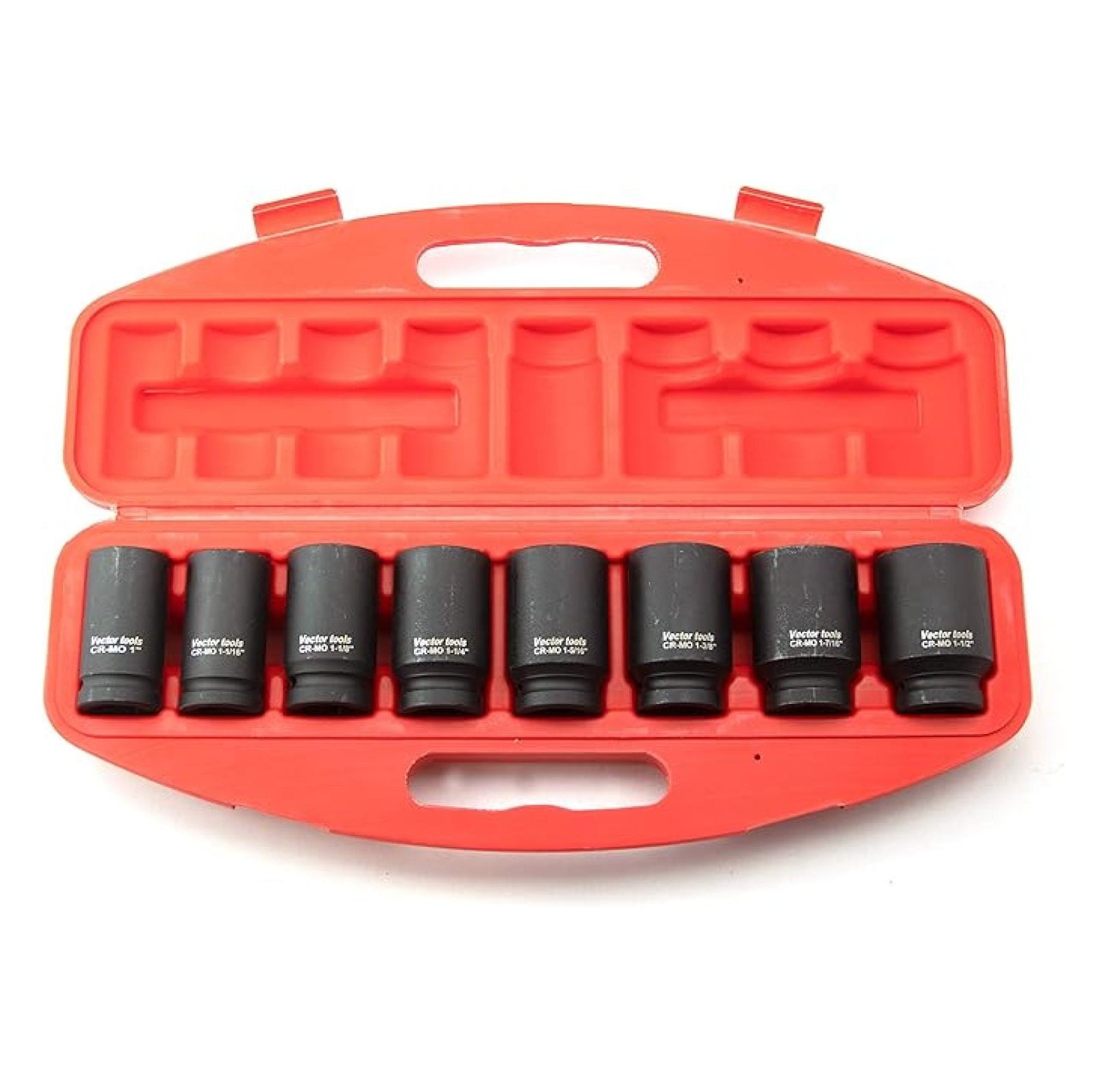 3/4-Inch Drive Deep Impact Socket Set, Inch, CrMo, 6-Point, 1-Inch - 1-1/2-Inch 8-Sockets