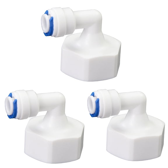 3/4 Inch Female Thread Elbow, 1/4" OD Push to Connect Hose Connector, Plastic Adapter for RO Water Filtration System, 3 Pack