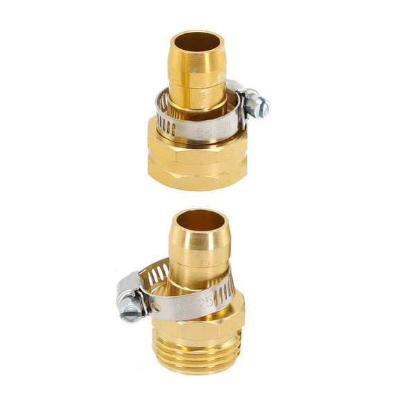 3/4 Inch Garden Brass Mender End Repair Kit Hose Connector Male Female Inside+Outside Smile Home