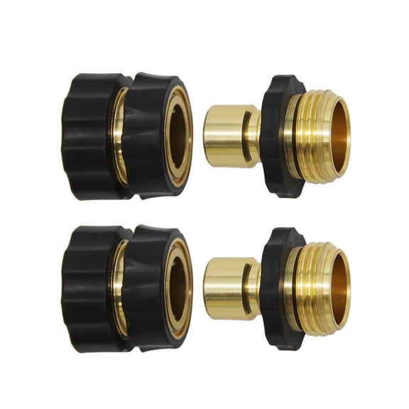 3/4 Inch Garden Hose Fitting Quick Connector Male & Female Set – Quick Connect Adapter for Hose Attachments, Leak-Free Brass Coupler(2PCS)