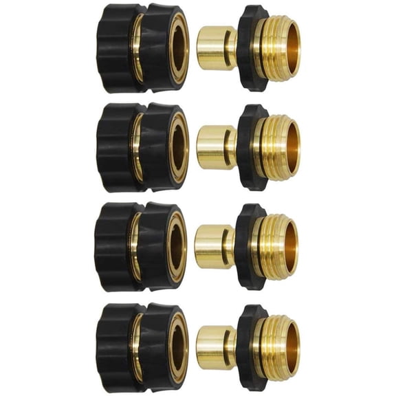 3/4 Inch Aluminum Garden Hose Quick Connector Fitting 4 Sets