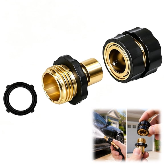 3/4 Inch Garden Hose Quick Connect Fittings – Male & Female Set, Quick Release Adapter for Sprinkler, Pressure Washer, Outdoor Use（1PCS）