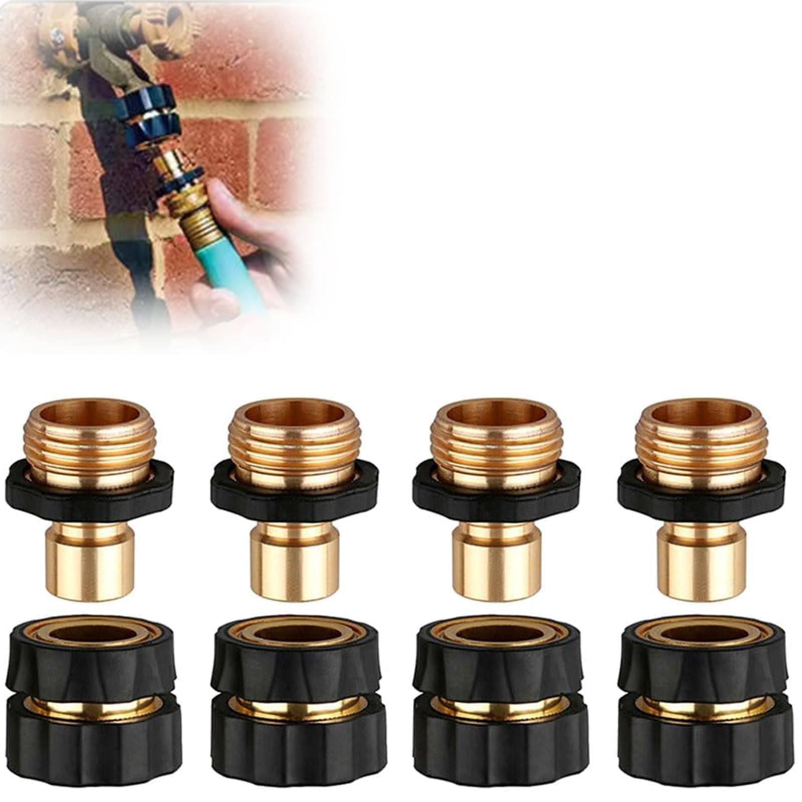 3/4 Inch Garden Hose Quick Connect Fittings, Male and Female Hose Connector Set for Sprinkler, Pressure Washer, Garden and Outdoor Use