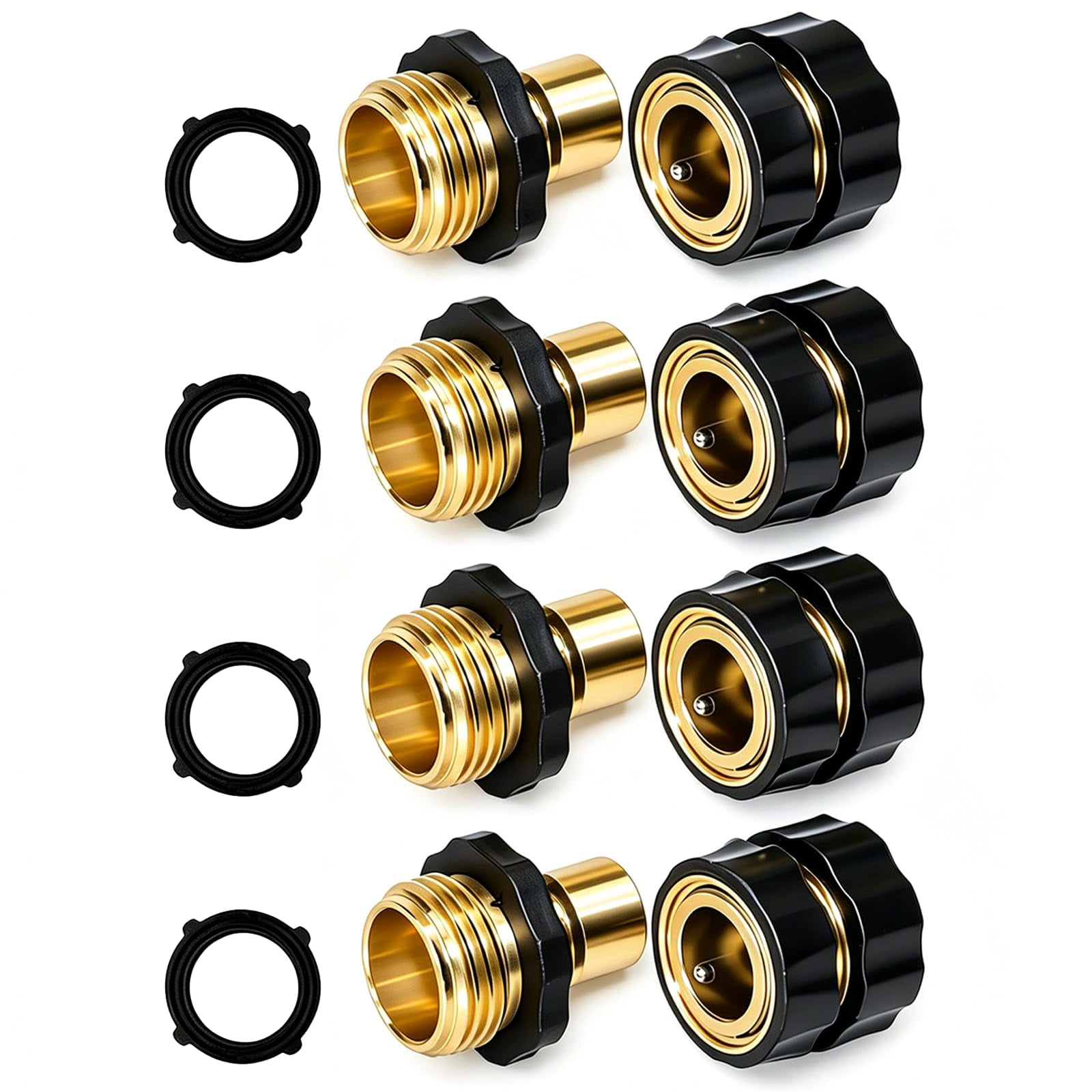 3/4 Inch Garden Hose Quick Connect Fittings, Male and Female Hose Connector Set for Sprinkler, Pressure Washer, Garden and Outdoor Use