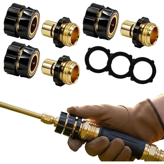 3/4 Inch Garden Hose Quick Connect Fittings, Solid Aluminum Male and Female Connector Set, Quick Release Water Hose Adapter for Sprinkler, Pressure Washer, Garden & Outdoor Use (3Pcs) (K)