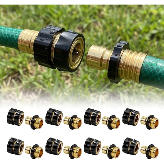 3/4 Inch Garden Hose Quick Connect Fittings, Solid Aluminum Male and Female Connector Set, Quick Release Water Hose Adapter for Sprinkler, Pressure Washer, Garden & Outdoor Use (8Pcs) (K)