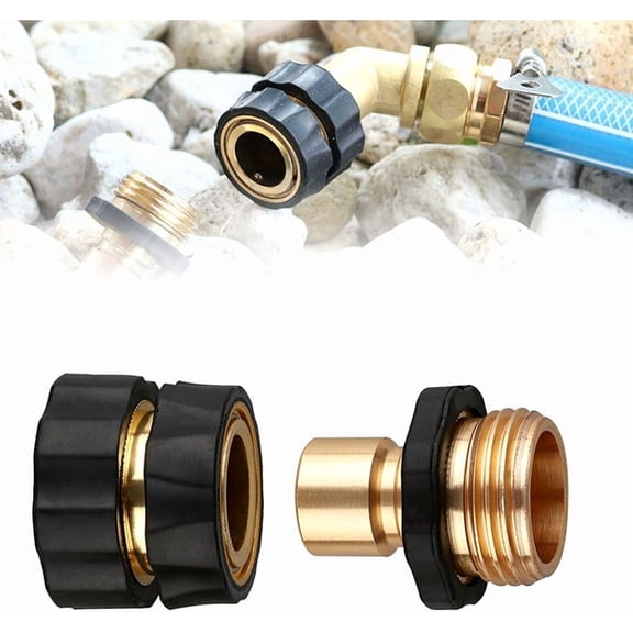 3/4 Inch Garden Hose Quick Connect Fittings, Solid Aluminum Male and Female Connector Set, Quick Release Water Hose Adapter for Sprinkler, Pressure Washer, Garden & Outdoor Use (1Pcs) (K)