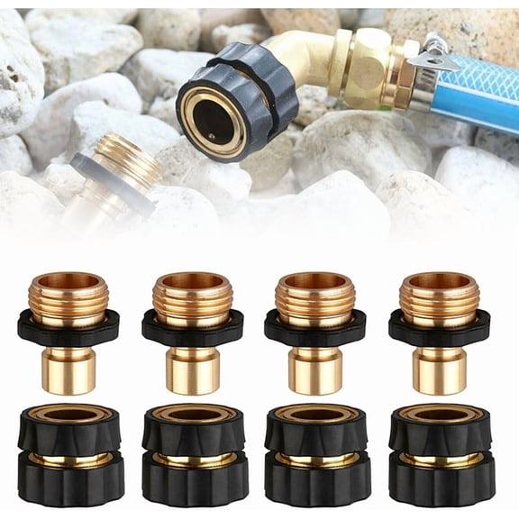 3/4 Inch Garden Hose Quick Connect Fittings, Solid Aluminum Male and Female Connector Set, Quick Release Water Hose Adapter for Sprinkler, Pressure Washer, Garden & Outdoor Use (4Pcs) (K)