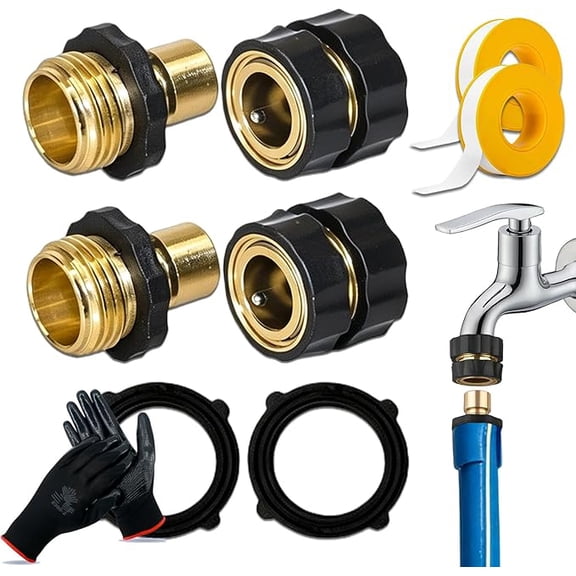 3/4 Inch Garden Hose Quick Connector 4 Sets/Bag, 2026 New Quick Connect Garden Hose Fittings, Universal Garden Hose Adapter, Instant Connection for Garden