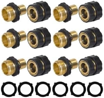 3/4 Inch Garden Hose Quick Connector with Clamps Male and Female Hose Adapter, Garden Hose Adapter, Quick Connect Hose Fittings, Garden Hose Connector, Hose Attachment (6 sets)