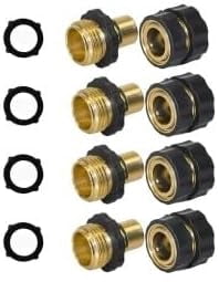 3/4 Inch Garden Hose Quick Connector with Clamps Male and Female Hose Adapter, Garden Hose Adapter, Quick Connect Hose Fittings, Garden Hose Connector, Hose Attachment (4 sets)