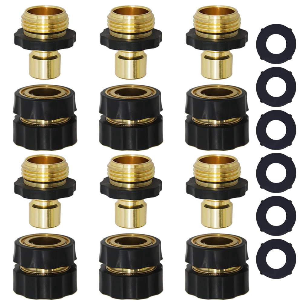 3/4 Inch Garden Hose Quick Connector Fittings, Garden Hose Quick Connect Fittings(6sets)