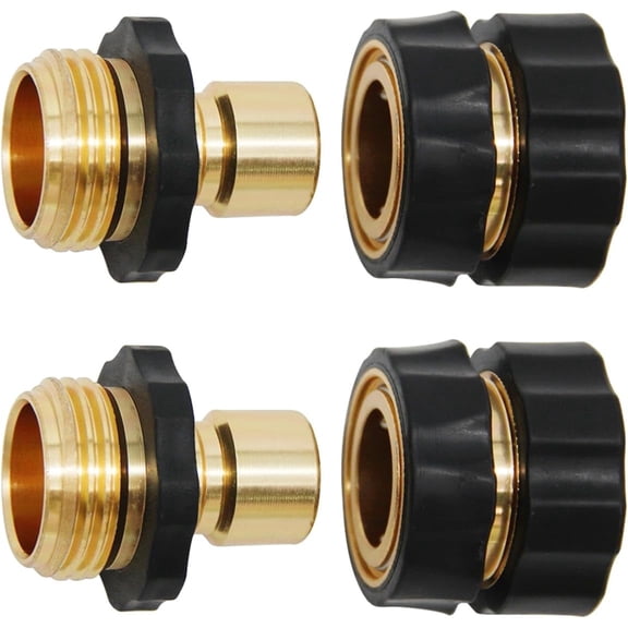 3/4 Inch Garden Hose Quick Connector,Universal Quick Release Adapter, Male & Female Fittings for Outside Faucet(RL 2 PCS)