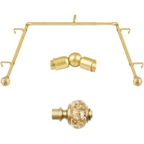 3/4 Inch Gold Bay Window Curtain Rods,  Telescoping Curtain Rods for Bay Windows 36-72 Inch (Center Rod), 20-36 Inch (Side Rods) with Translucent Finials