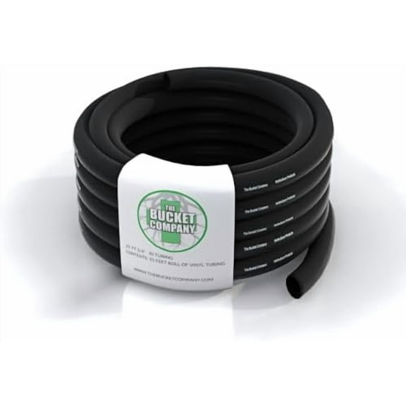 3/4" Inch (ID) Black Vinyl Tubing Roll 25 FT | Hydroponic Irrigation & Drainage Tubing for Gardening Systems, Ponds, and Lawns