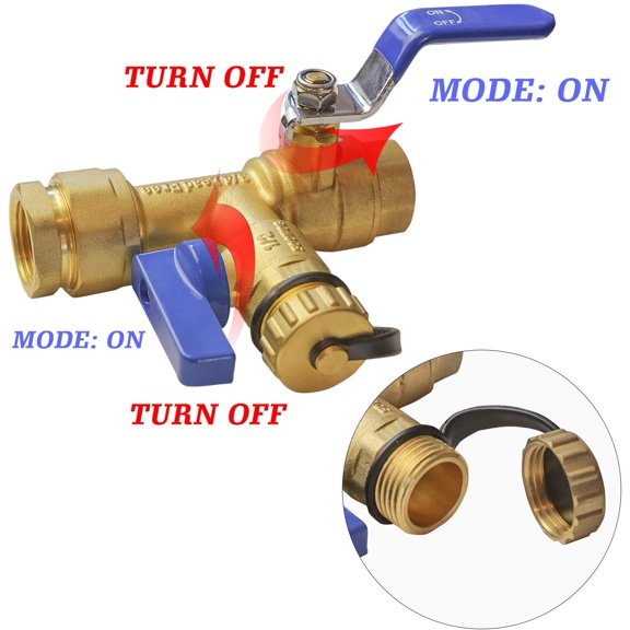 3/4 Inch IPS Isolator Tankless Water  Service Valve Kit, with Pressure Relief Valve, Clean Brass