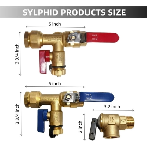 3/4 Inch IPS Water  Service Valve Kit with Pressure Relief Valve, Universal Isolator Valve for Tankless , Compatible with Rheem, Rinnai, Navien, Noritz, Ecosmart, Takagi, Bosch
