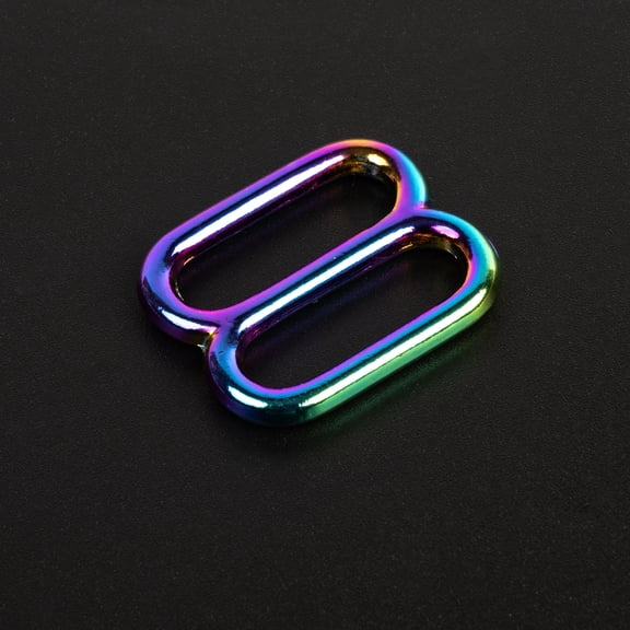 Country Brook Design® 3/4 Inch Iridescent Rainbow Metal Round Wide-Mouth Triglide Slides, 10 Pack