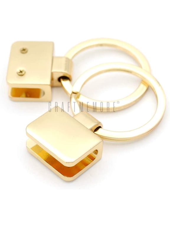 3/4 Inch Key Fob Hardware with Split Key Rings Findings for DIY Leather Craft, 2 Pack (Gold)
